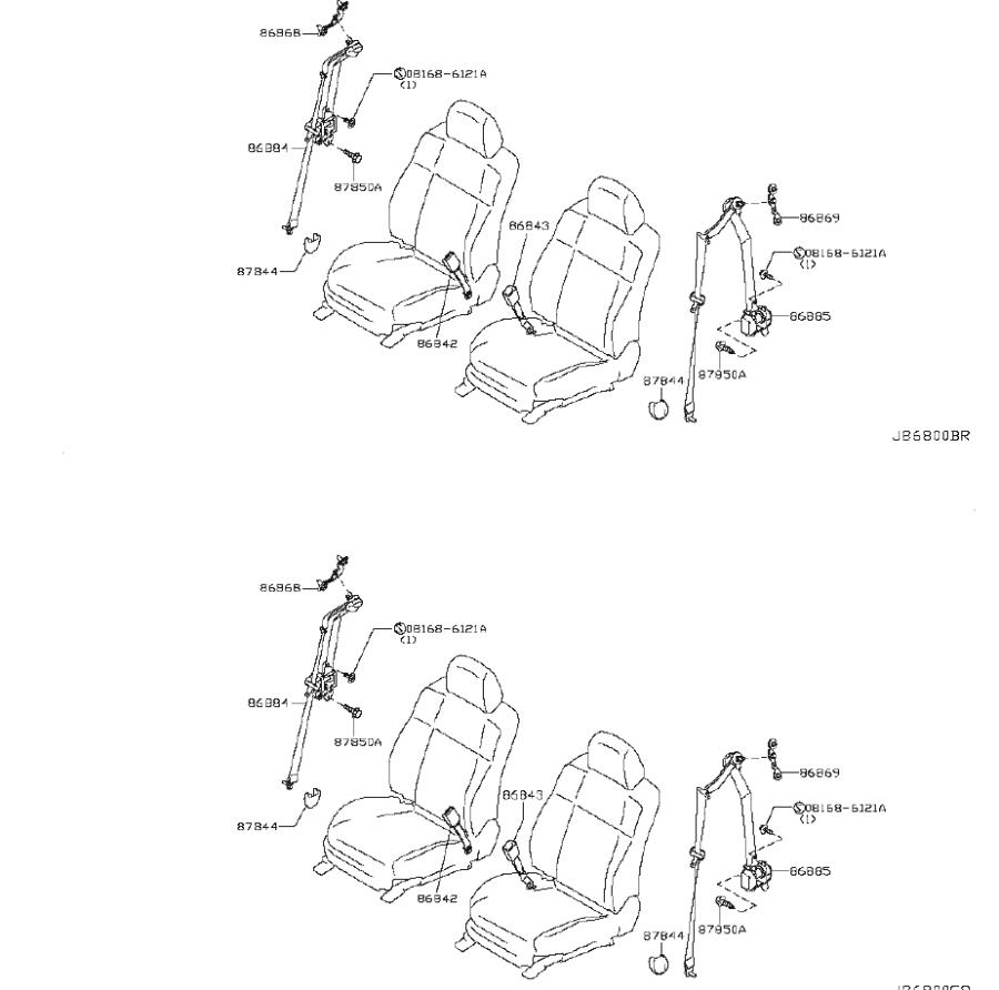 INFINITI G37 Seat Belt Lap and Shoulder Belt (Right, Front). PACKAGE