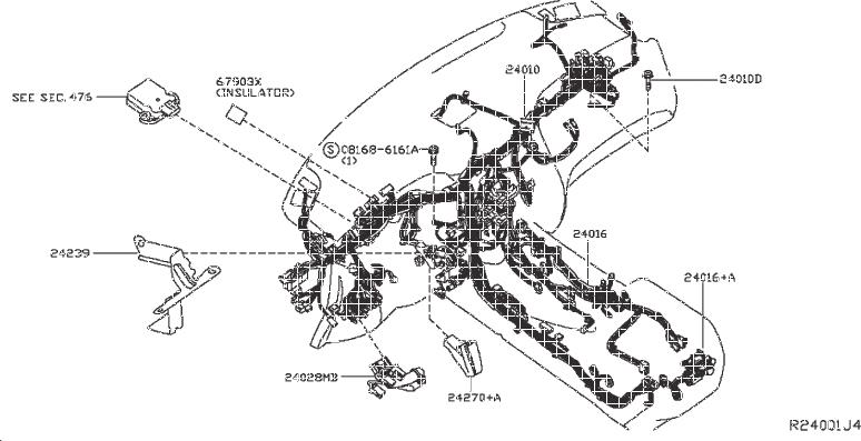 INFINITI JX35 Harness Sub. DRIVER, ASSISTANCE, BODY - 24023-3JA1B